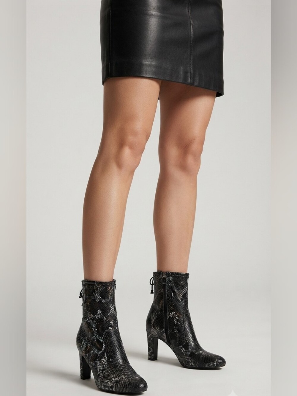 Tamaris Snake Print Ankle Tie Booties